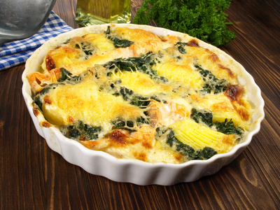 Rezept für Kartoffelgratin mit Spinat